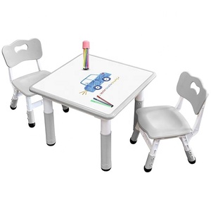 Meubles scolaires <span class=keywords><strong>pour</strong></span> enfants, table réglable en hauteur en plastique durable et ensemble de 2 chaises <span class=keywords><strong>pour</strong></span> bureau d'étude <span class=keywords><strong>pour</strong></span> enfants - Product Image 1