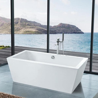 Baignoire autoportante en acrylique blanc, neuve, sans bain à remous, design moderne pour hôtel, à poser au sol