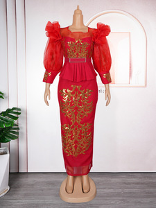 Donne africane taglie forti abiti da sera festa di nozze di lusso 2025 abito di paillettes Bodycon sirena Dashiki Ankara Africa <span class=keywords><strong>abbigliamento</strong></span> - Product Image 6