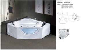 <span class=keywords><strong>Baignoire</strong></span> en acrylique de luxe de qualité supérieure avec siège et accoudoir de sécurité, en verre trempé blanc HG, pour 2 personnes, avec fonction massage par remous d'air. - Product Image 2