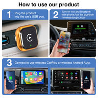Mini adaptateur sans fil CarPlay Android Auto 2 en 1, dongle Plug and Play, prise en charge de la commande vocale Siri, commande au volant