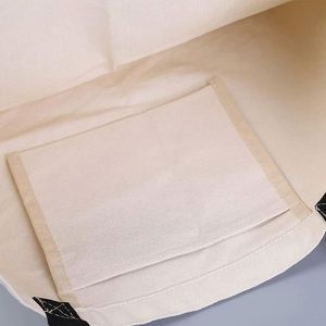 12 Oz Grocery Beach Shopping Multi-Purpose Washable Tote <b>Large</b> White Canvas Sling Bag With Black Handle - Product Image 4