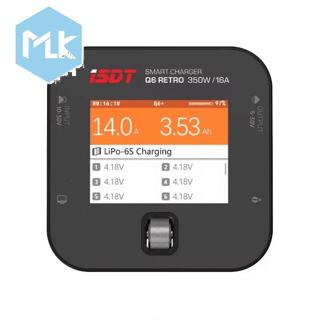 MLK ISDT Q6 Retro 350W 16A Lipo Battery Balance Fast Charger Discharger Digital Battery Li-Hv Li-Ion Li-Fe NiMH Ni-Cd RC Model