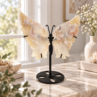 Ornement en cristal de 13 cm en agate fleur de cerisier avec ailes de papillon, décoration pour la maison, table, étagère, cadeau