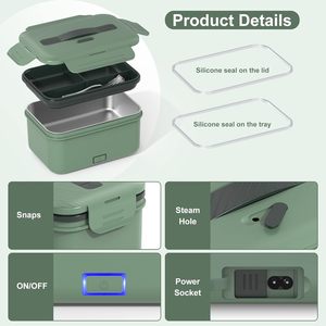 100W Large Capacity Electric Lunch Box BPA Free Heated Electric Lunch Box Food Warmer <b>for</b> <b>Adults</b> with 12V/24V/110V/220V - Product Image 5