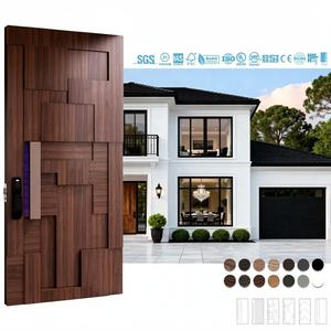 Porte d'entrée principale américaine anti-effraction, design moderne, grande, luxueuse, en bois massif, modulaire, pour appartement - Product Image 4