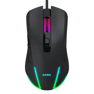 SAMA7色Led光る高dpi 7dプログラム可能なカスタム有線ゲーミングマウスコンピューターDIYメカニカル7ボタンゲーミングマウス