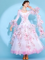 Vente en gros pas cher de haute qualité vêtements de performance blancs femmes adultes robe de compétition de salle de bal