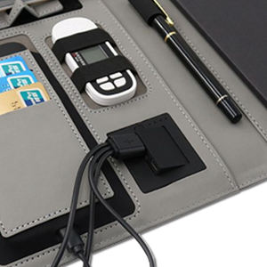 Cargador inalámbrico <span class=keywords><strong>Notebook</strong></span> 8000ma PU cuero <span class=keywords><strong>Notebook</strong></span> con Banco de energía soporte para teléfono A5 planificador promoción billetera <span class=keywords><strong>mujer</strong></span> 2024 espiral - Product Image 2