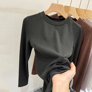 All'ingrosso taglie forti t-shirt da <span class=keywords><strong>donna</strong></span> a maniche lunghe in pile di velluto magliette invernali da <span class=keywords><strong>donna</strong></span> in <span class=keywords><strong>cotone</strong></span> - Product Image 6