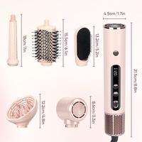 Styler à air chaud professionnel rose 6 en 1, brosse à air chaud haute vitesse, sèche-cheveux, boucleur automatique, peigne ionique, multi-styler 6 en 1