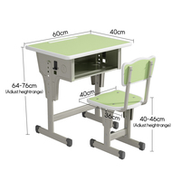 Bureau et chaise d'étudiant réglables en hauteur, en métal durable et moderne, pour salle de classe scolaire