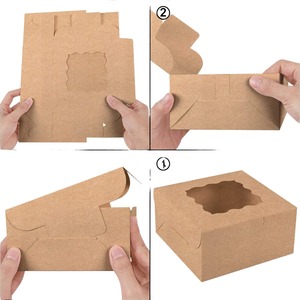 6x6x3 inch Nâu bánh cookie hộp bánh nhỏ bao bì hộp Kraft Giấy Bánh hộp với cửa sổ - Product Image 4