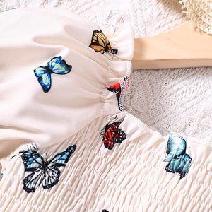 Smocked เสื้อผ้าเด็กชุดลายผีเสื้อสําหรับเด็ก Playsuits บอดี้สูทเสื้อผ้าเด็กคุณภาพสูง K-เย็บปักถักร้อย