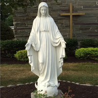 Statue de la Vierge Marie de Lourdes en marbre blanc sculptée à la main avec base en forme de rose, décoration religieuse catholique pour jardin, grotte, extérieur