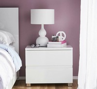 Ensembles de meubles de chambre à coucher en bois blanc moderne 4 pièces avec cadre de lit Queen Size commode 2 tables de chevet pour meubles de chambre à coucher