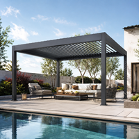 Gazebo motorisé en aluminium avec toit à lames orientables imperméable et commande intelligente pour terrasse de piscine, jardin et vie en plein air