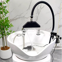 Chaise de lavage mobile à circulation d'eau en cascade, design contemporain en acrylique pour salon de beauté, coiffure et spa