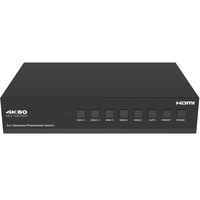 Commutateur de présentation sans coupure 5x1 pour 4K60 avec HDBaseT 3.0 jusqu'à 70m, 4 entrées, 18 Gbit/s, métal