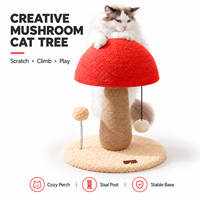 Poteau à gratter pour chat en sisal en forme de champignon, petit arbre à chat avec jouet suspendu, anti-chute pour chats d'intérieur, protège les meubles