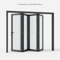 Porte accordéon bi-pliante en aluminium sans rail inférieur, double vitrage Low-E, coupe-vent, de haute qualité, avec design moderne encastré