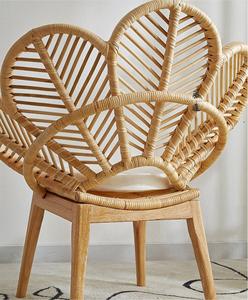 Designer ultimo stile moderno gambe in legno salotto fiore schienale in Rattan tessitura tempo libero in Rattan mobili <span class=keywords><strong>Vintage</strong></span> sedia da pranzo - Product Image 5