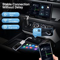 Adaptateur sans fil CarPlay Fuallwin, mini clé USB, connexion rapide, WiFi double bande, commande vocale, cartes en ligne, GPS, 1 an