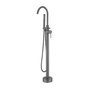 Mitigeur de <span class=keywords><strong>bain</strong></span>-<span class=keywords><strong>douche</strong></span> sur pied moderne en laiton finition or brossé, eau chaude et froide, avec douchette à main - Product Image 2