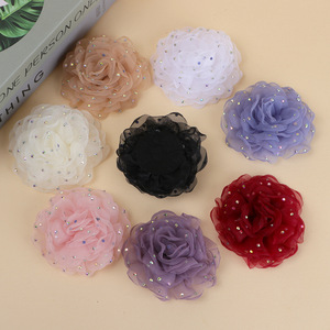 Organza Flower Hair Clip Rhinestone Decor <b>Wedding</b> DIY <b>Accessory</b> For Women Headdress Corsage - Product Image 2