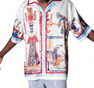 Luxe Satin soie coton hommes rayonne Hawaii Viscose plage coton chemise été personnalisé partout impression soie Satin t-shirt pour hommes - Product Image 1