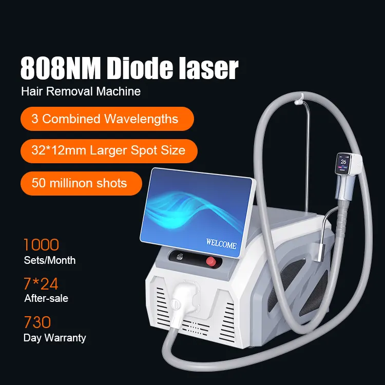 Máquina permanente de depilação a laser de diodo 600W 1200W, equipamento de beleza com 4 comprimentos de onda 755 808 940 1064