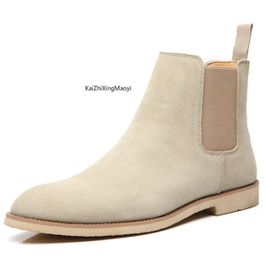 Botas Chelsea de Piel Auténtica para Hombre, de Alta Calidad, Color Puro, Estilo Clásico, para Exteriores, Sin Cordones - Product Image 2