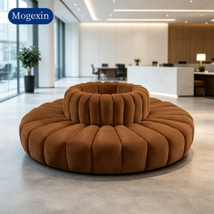 Canapé rond capitonné de luxe moderne, canapé incurvé en velours pour hall d'hôtel, salon - Product Image 2