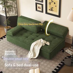 Divano Letto Multifunzionale Pieghevole in Tessuto per Piccoli Appartamenti, Soggiorno, Studio, Ufficio, Design Moderno e Semplice con Struttura in Legno - Product Image 2