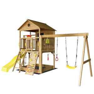 Balançoire et toboggan de patio en bois pour enfants avec échelle d'escalade - Product Image 3