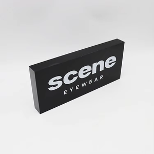 Tùy Chỉnh Rắn Màu Đen Trắng Màu <span class=keywords><strong>Acrylic</strong></span> Màu Đen Logo Thương Hiệu Cube <span class=keywords><strong>Acrylic</strong></span> Hiển Thị Thương Hiệu Logo Khối - Product Image 2