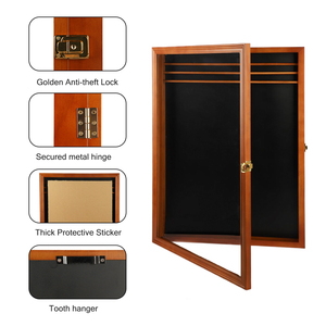 Espositore da Parete per Medaglie con Serratura, Teca in Legno Marrone per Premi e Collezioni - Product Image 4