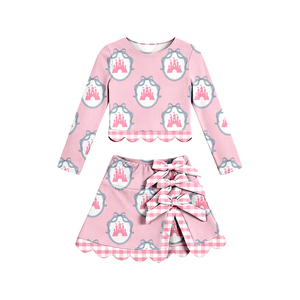 Tenues de sport personnalisées pour bébés filles, avec grands nœuds mignons, pour le tennis, le cheerleading et les jours de match, comprenant une chemise, une jupe à bord festonné, un short et un shorty intégré - Product Image 4