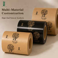 Kit de filtres à café en papier kraft personnalisés avec boîte, ensemble de sachets écologiques pour torréfacteurs spécialisés, style illustration linéaire