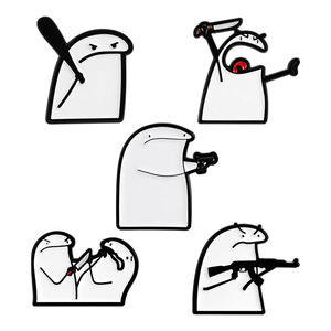 Pins de esmalte de figuras divertidas de Flork Meme con pistola y cuchillo, broche de figura de Flork de Simple Force, insignia para solapa de bolso, regalo de joyería para amigos - Product Image 1