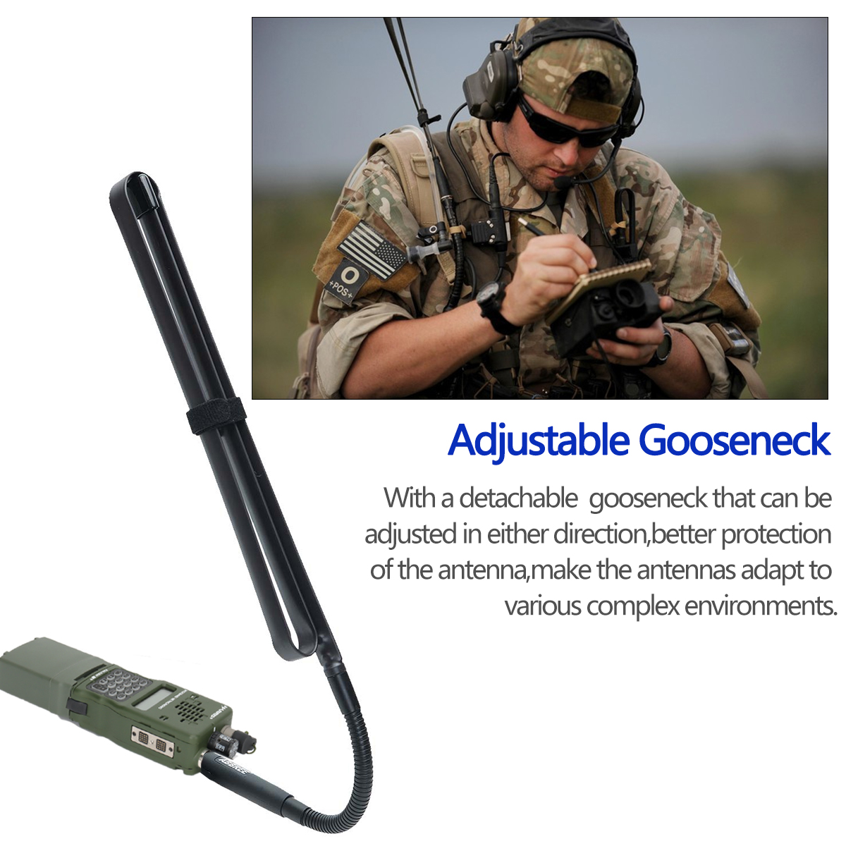 ABBREE TNC Dual Band Antenna for TK-328, TK-378, Harris AN