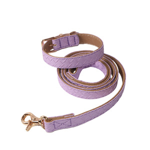 Ayarlanabilir PU Deri Örgülü Köpek Tasması ve Tasma Seti, Yumuşak Dolgulu Renkli Tasma, Köpekler için Gül Altın Metal Tokalı - Product Image 5