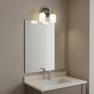 Lámpara de Pared Tradicional para Baño, 2 Luces, Cristal Esmerilado, Cuerpo de Metal, LED Blanco Cálido 3500K, IP44 - Product Image 2