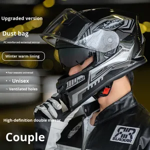 AXK, nuevo casco de motocicleta de invierno para hombre con doble lente para vehículo eléctrico y ciclismo, cuatro estaciones, cobertura completa cálida - Product Image 2
