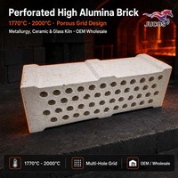 Brique réfractaire poreuse premium à haute teneur en alumine perforée 1770°C 2000°C pour la métallurgie, la céramique, le revêtement de fours à verre, vente en gros OEM