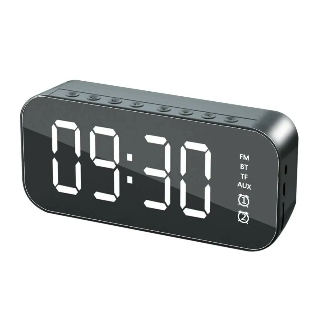S5 Alarm Clock Mini BT Speaker Mirror Radio LED Portable Wireless Subwoofer A18