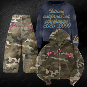 ชุดเสื้อฮู้ดซิปแบบกลับด้านได้และกางเกงขายาวผ้าถักเนื้อนุ่มระบายอากาศ น้ำหนัก 400 กรัม สไตล์ลำลองสมาร์ทสำหรับฤดูร้อน สำหรับผู้ชาย - Product Image 1