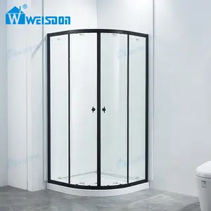 Weisdon OEM ODM Matte Black Temperado Cabine De Chuveiro De Vidro Porta Deslizante Emoldurada De Chuveiro De Alumínio