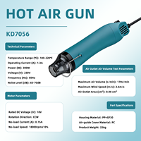 Pistolet à air chaud portable KD7056 230V 50Hz avec cordon pour travaux manuels et décollage d'autocollants muraux