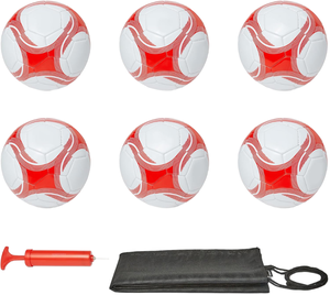 Custom Brand Leather Soccer <b>Ball</b> Size 5 Lightweight with Pump and Carry Bag 6 Pack for Training Matches - Product Image 1